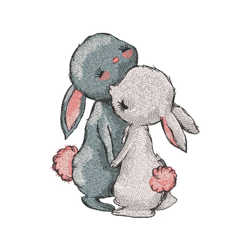Preview of the First Meeting Loving Bunny embroidery design featuring a cute bunny motif for stitching.
