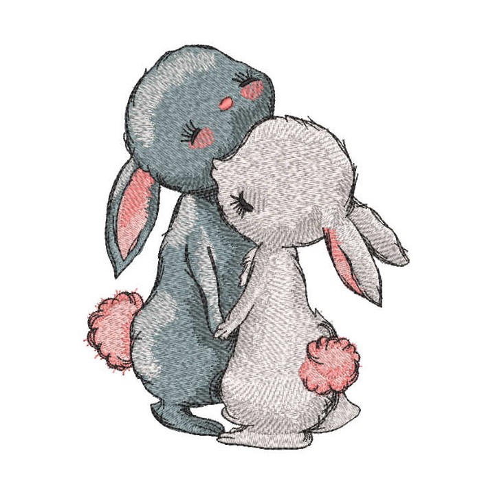 First meeting loving bunny embroidery design - Embroidery Design