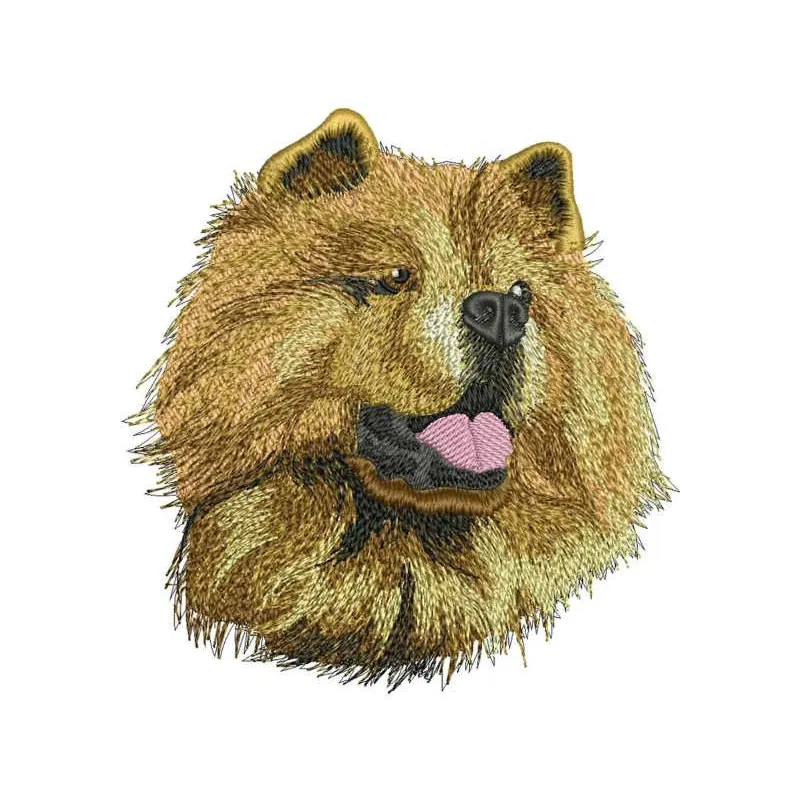 Chow Chow Dog embroidery design showcasing a detailed stitched motif of a fluffy dog, perfect for pet lovers.