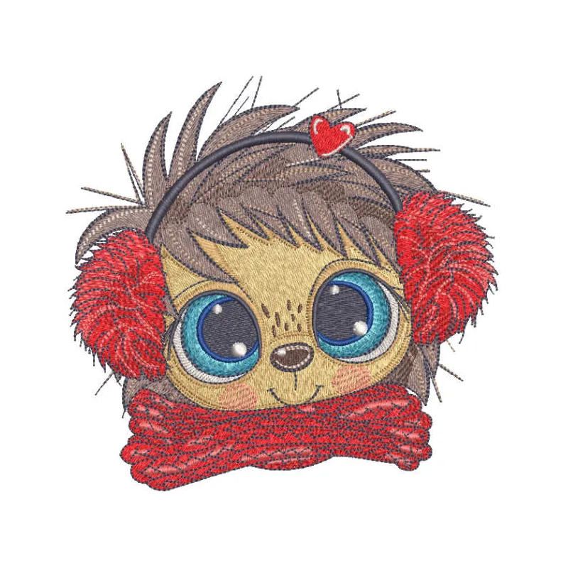 Preview of the Loving Winter Hedgehog embroidery design featuring a cute hedgehog with winter elements.