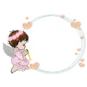 Preview of an angel frame with hearts embroidery design, showcasing a whimsical stitching pattern for creative projects.