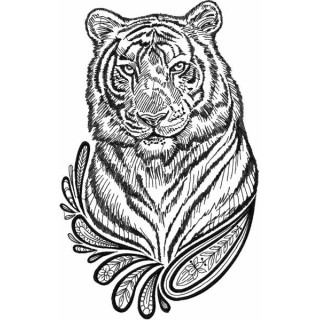 Tiger black and white sketch embroidery design - Embroidery Design