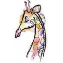 Vibrant rainbow colors giraffe embroidery design showcasing a playful stitched motif for various fabric projects.