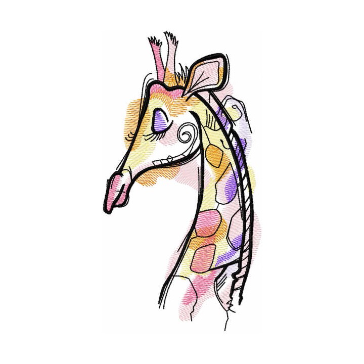 Rainbow colors giraffe embroidery design - Embroidery Design