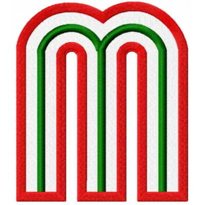 Preview of Mexico m sign embroidery design, showcasing vibrant stitching patterns ideal for business branding.