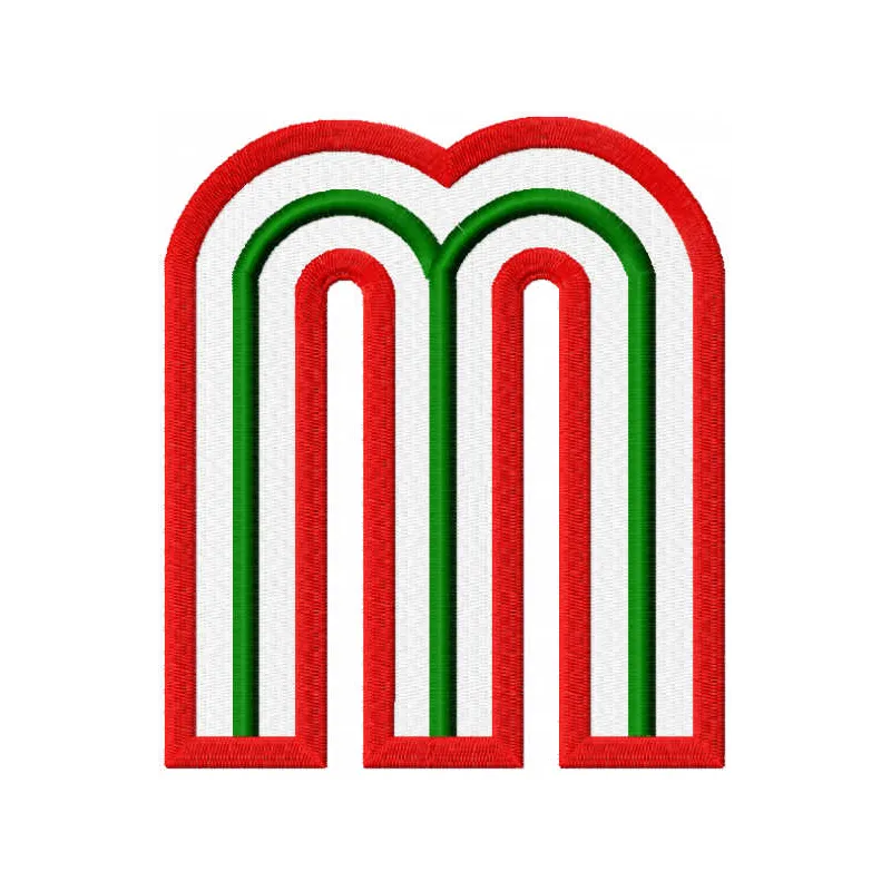 Preview of Mexico m sign embroidery design, showcasing vibrant stitching patterns ideal for business branding.