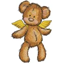 My teddy angel embroidery design featuring a cute teddy bear with angel wings, perfect for various stitching projects.