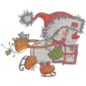 Christmas snowman postman embroidery design featuring a cheerful snowman in a festive outfit, ideal for holiday projects.