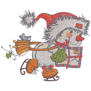 Christmas snowman postman embroidery design - Embroidery Design