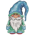 Winter gnome with glasses embroidery design featuring a whimsical gnome perfect for seasonal projects.