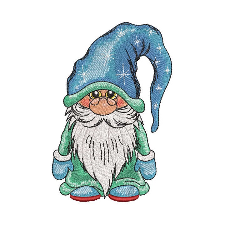 Winter gnome with glasses embroidery design - Embroidery Design