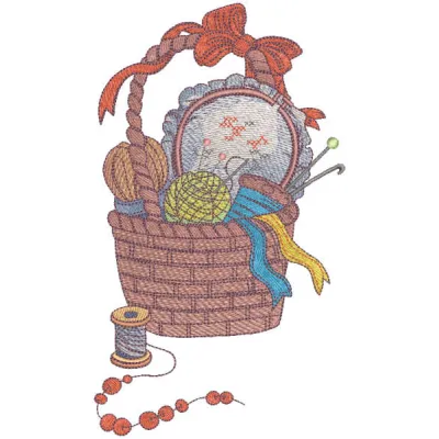 Preview of Grandma's basket needlework embroidery design featuring intricate stitching patterns for crafts.