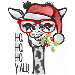 Christmas Giraffe ho ho ho yall embroidery design - Embroidery Design