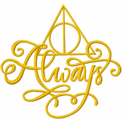 Embroidery design featuring the Harry Potter always symbol, perfect for stitching on hoodies or tote bags.
