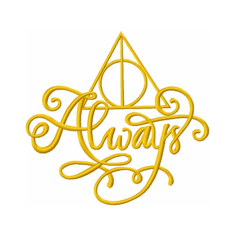 Embroidery design featuring the Harry Potter always symbol, perfect for stitching on hoodies or tote bags.