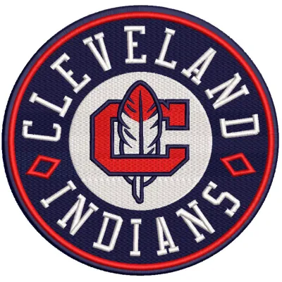 Cleveland Indians MLB logo embroidery design showcased on a fabric background, ideal for caps and t-shirts.