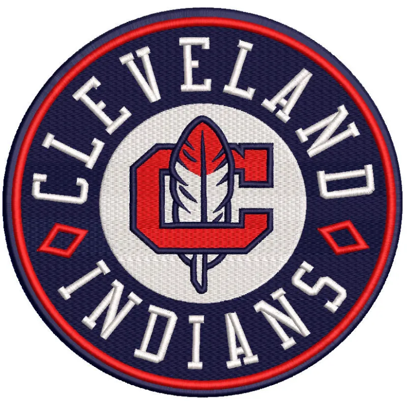 Cleveland Indians MLB logo embroidery design showcased on a fabric background, ideal for caps and t-shirts.