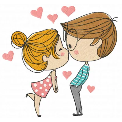 First romantic date embroidery design featuring hearts and flowers, ideal for Valentine's day projects.