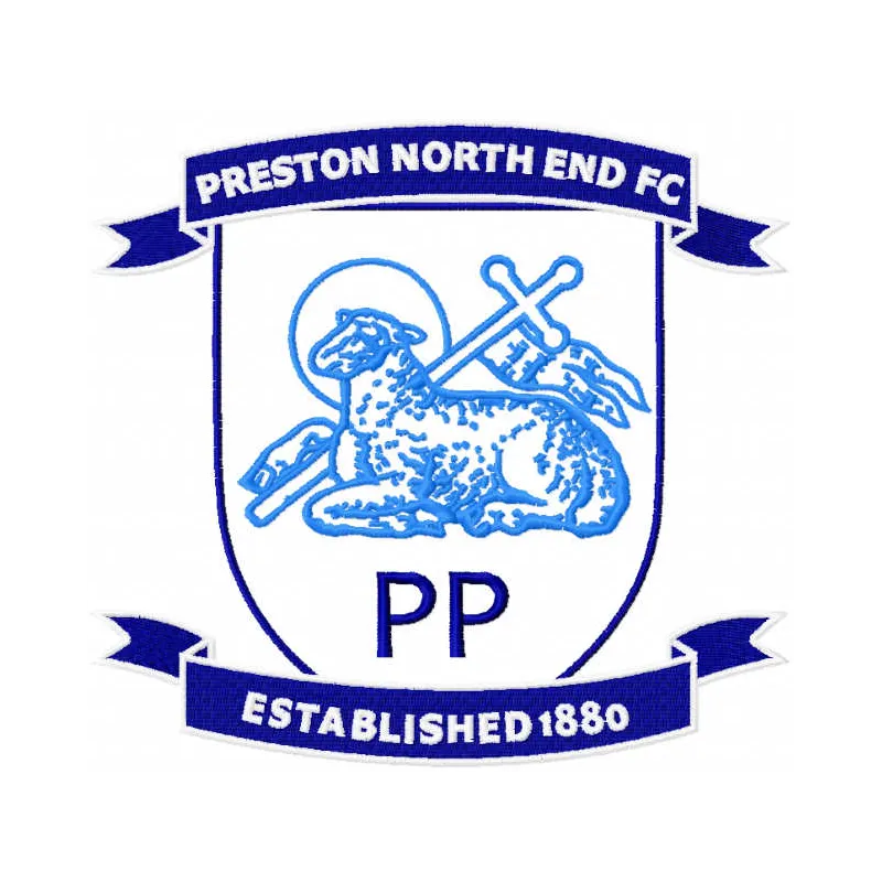 Embroidered design of the Preston North End FC logo, ideal for football apparel and accessories.