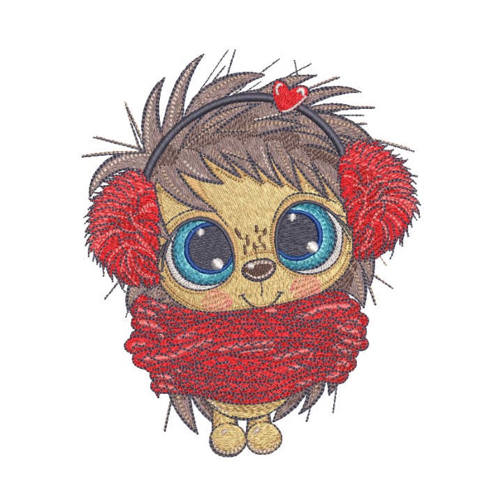 Warmly dressed hedgehog embroidery design - Embroidery Design