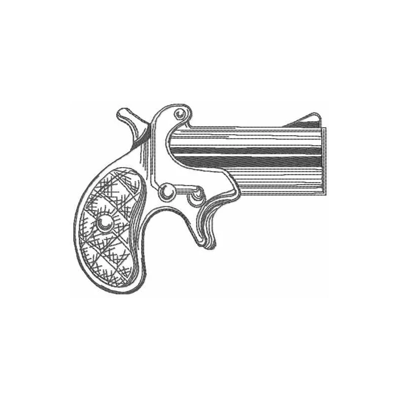Preview of an old vintage gun one color embroidery design, showcasing intricate stitching for hobbyists.