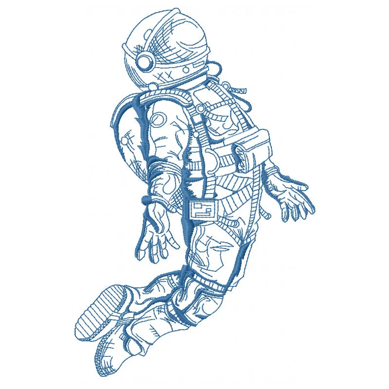 Hovering astronaut embroidery design from the Fantastic World collection, showcasing a whimsical space motif.