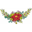 Red floral decor embroidery design featuring intricate branches, ideal for embellishing various fabric items.