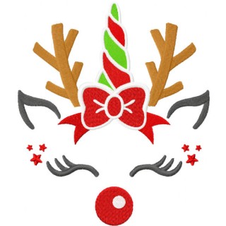 Funny Christmas unicorn embroidery design - Embroidery Design