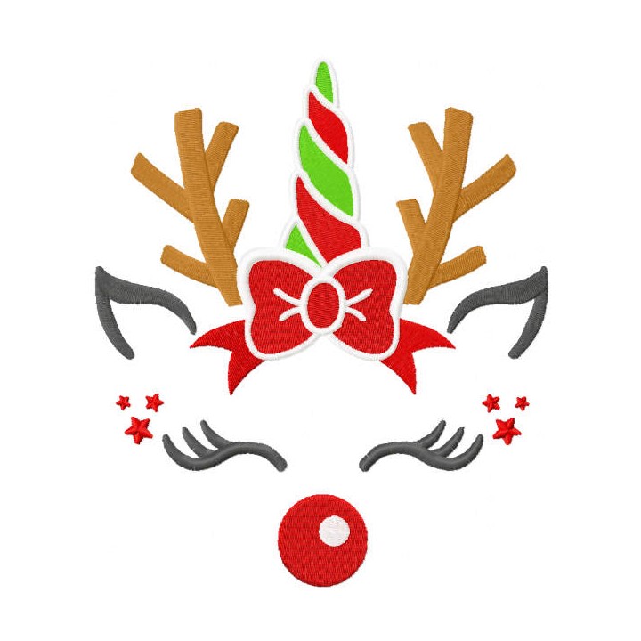 Funny Christmas unicorn embroidery design - Embroidery Design