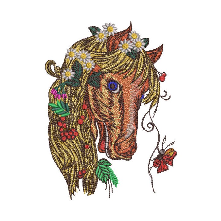 Bright Summer horse embroidery design - Embroidery Design