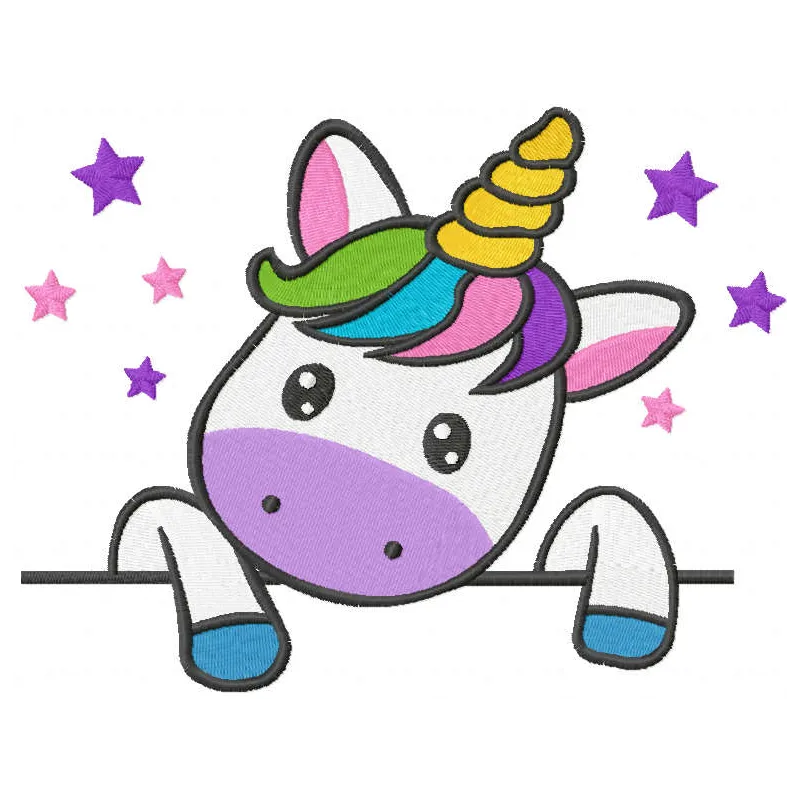 Unicorn fantasy time embroidery design featuring a whimsical unicorn for colorful stitching projects.