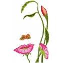 Flower lady embroidery design featuring a vibrant floral motif, perfect for embellishing apparel and accessories.