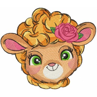 Red smiling sheep embroidery design - Embroidery Design