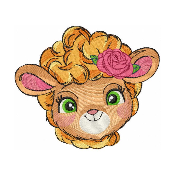 Red smiling sheep embroidery design - Embroidery Design