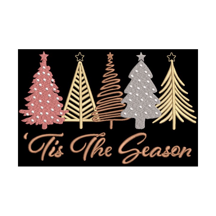 Tis The Season Boho Christmas Trees embroidery design - Embroidery Design