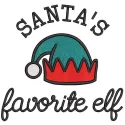 Santa's favorite elf embroidery design featuring a cheerful elf, perfect for Christmas-themed projects.