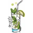 Mojito cocktail sketch embroidery design showcasing a refreshing drink ideal for kitchen decor and culinary projects.