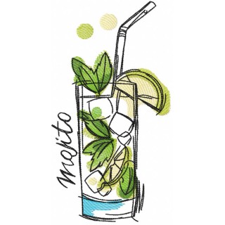 Coctail mojito sketch embroidery design - Embroidery Design