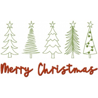 Merrry Christmas trees embroidery design - Embroidery Design