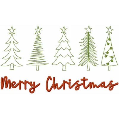 Preview of Merry Christmas trees embroidery design featuring festive tree motifs for holiday stitching projects.