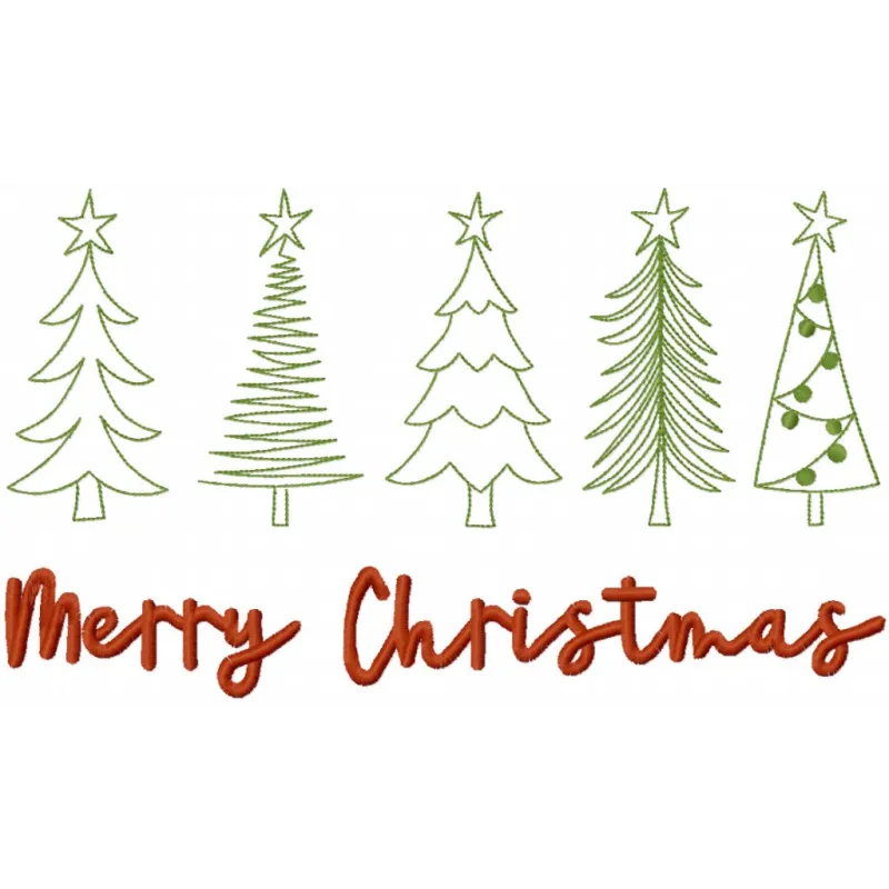 Preview of Merry Christmas trees embroidery design featuring festive tree motifs for holiday stitching projects.