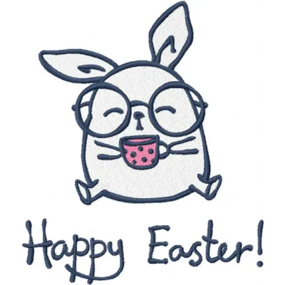 Preview of the Morning Bunny Happy Easter embroidery design featuring a cheerful bunny and festive elements.
