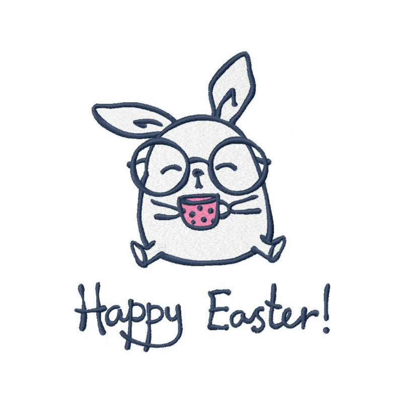Preview of the Morning Bunny Happy Easter embroidery design featuring a cheerful bunny and festive elements.