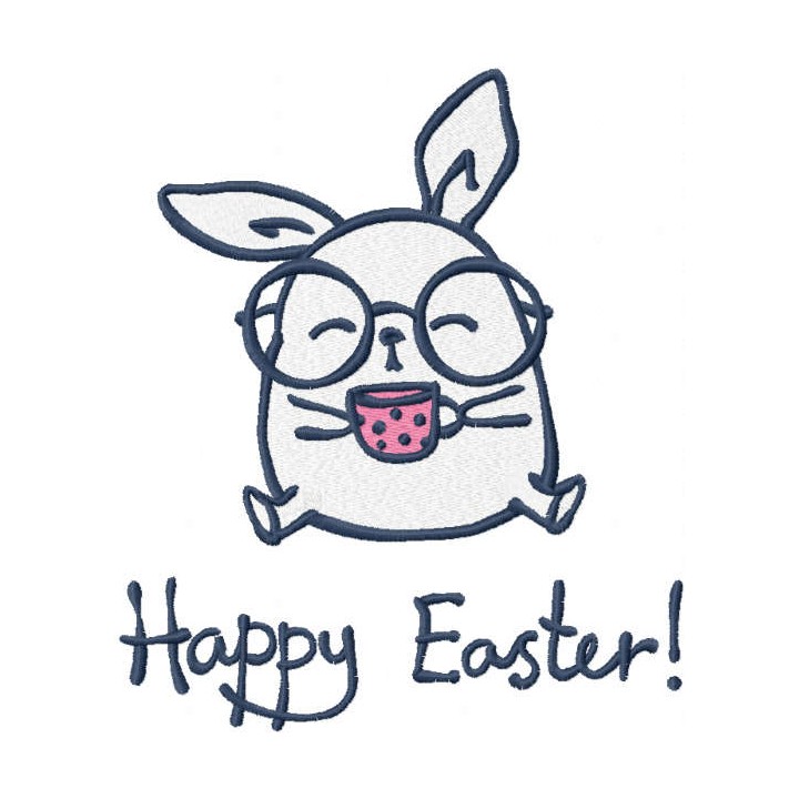 Morning bunny happy easter embroidery design - Embroidery Design