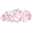 Preview of a floral embroidery design featuring rose redwork, perfect for stitching on various fabric projects.