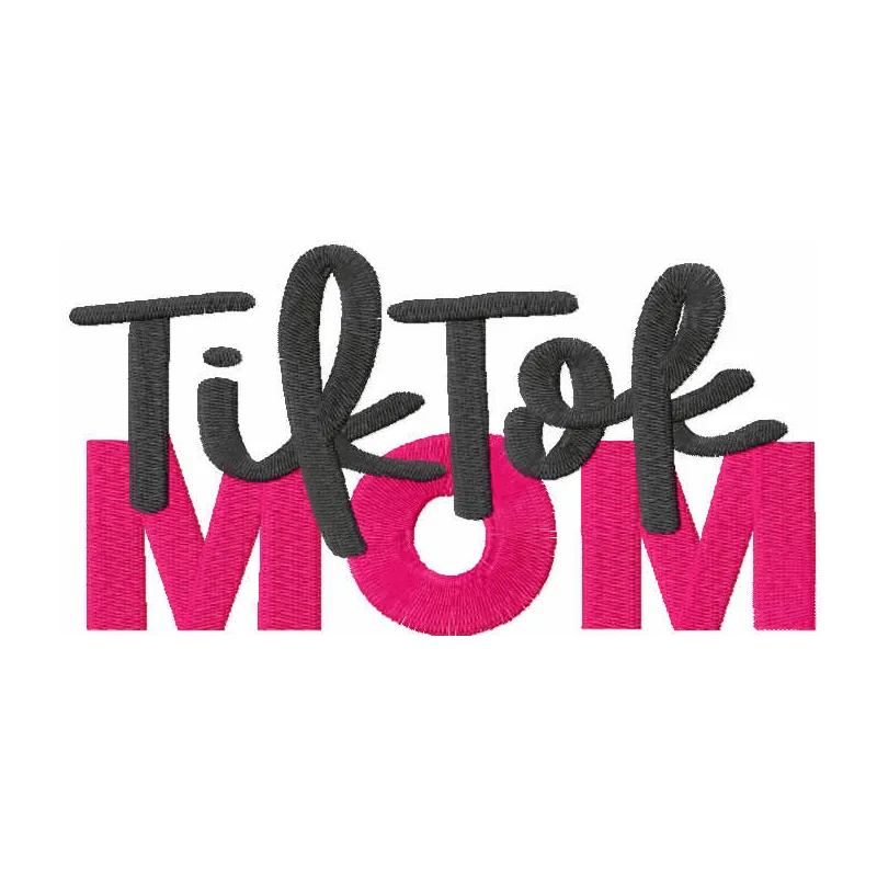 Preview of Tik Tok mom embroidery design showcasing a fun and trendy pattern for creative projects.
