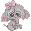 Preview of the Elephant Mary embroidery design, showcasing a charming elephant motif for creative stitching projects.