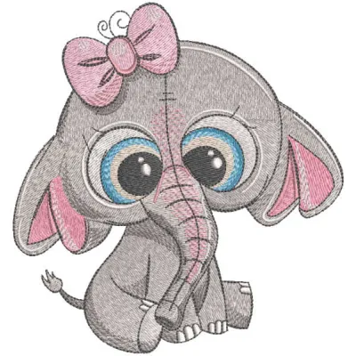 Preview of the Elephant Mary embroidery design, showcasing a charming elephant motif for creative stitching projects.