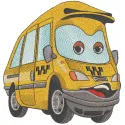 Funny taxi embroidery design featuring a whimsical taxi cab motif, perfect for stitching on apparel and accessories.