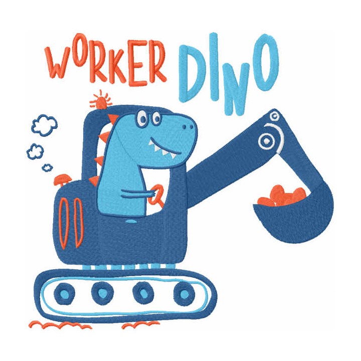 Worker dino embroidery design - Embroidery Design